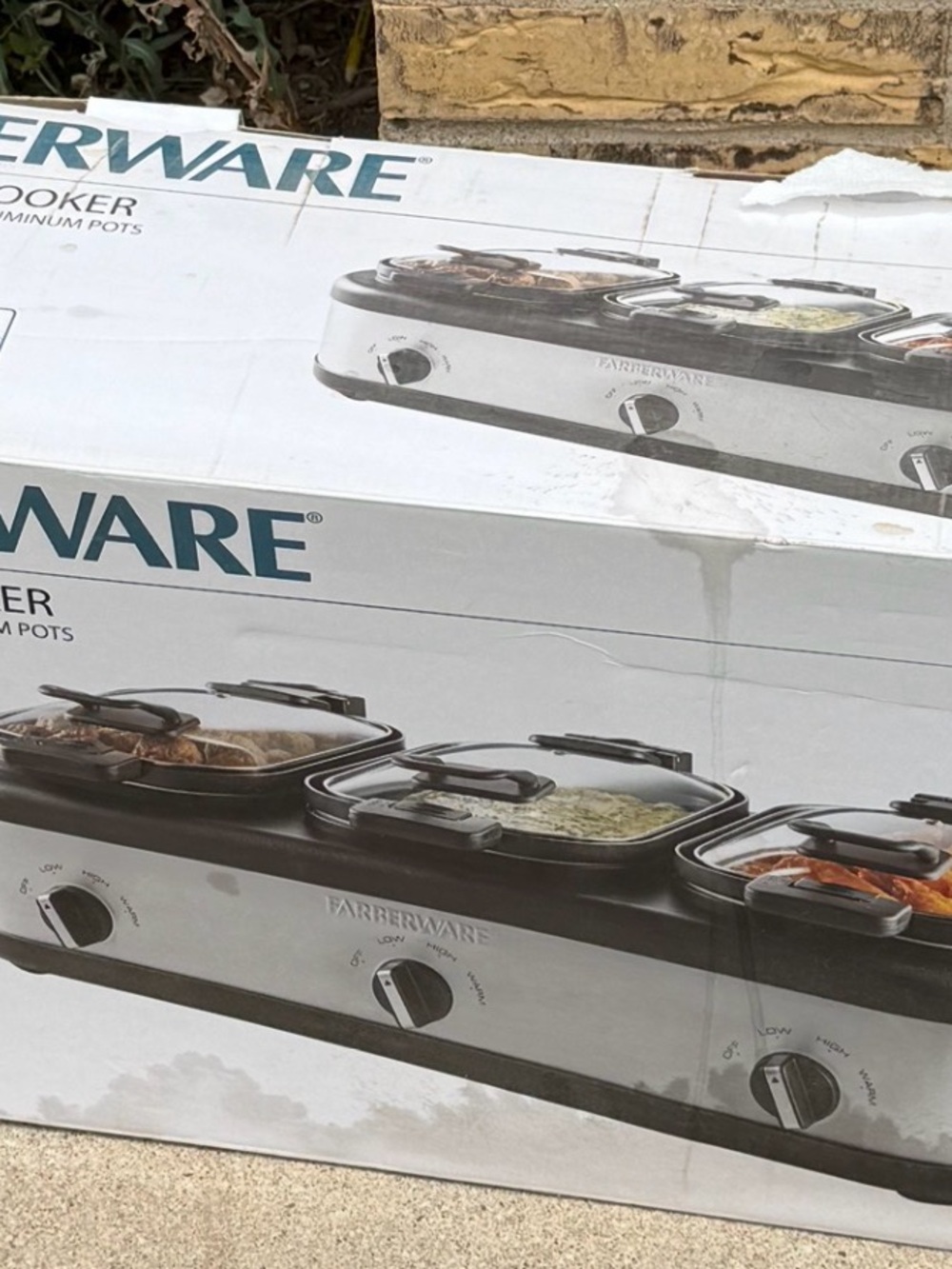 Farberware Stainless Steel and Black Triple Buffet Slow Cooker Station